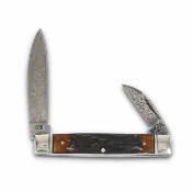 RR2531 — Couteau Rough Rider Capitol Intern Lame Acier Damas Spear et Wharncliffe Manche Os Jiggé Cannelle - Livraison Gratuite