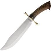 RR2590 Poignard Rough Ryder Crown Stag Bowie Lame Acier Inox Manche Bois de Cerf Etui Cuir - Livraison Gratuite