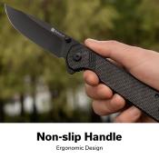 S240953 Couteau Sencut Aetheris Clip Point Lame Acier Inox 9Cr18MoV Manche Micarta Black Linerlock Ouverture Flipper - Livraison Gratuite