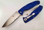 SC142PSBL — Couteau Spyderco Resilience Lame Acier CPM-S35VN Drop Point Partiellement Dentelée Satinée Manche FRN Bleu Liner Lock - Livraison Gratuite