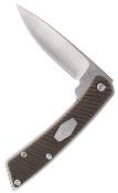 SCH1226635 Couteau Old Timer Slim - Lame Drop Point Acier 7Cr Satin - Manche TPE Marron - Sécurité Liner Lock - Livraison Gratuite