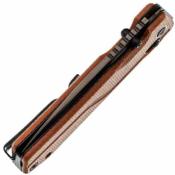 SRM7228BMN2 SRM Rubik 7228B-MN2 | Couteau Lame Laminée Acier 140Cr Noire | Manche Micarta Brun | Verrouillage AMBI Lock - Livraison Gratuite