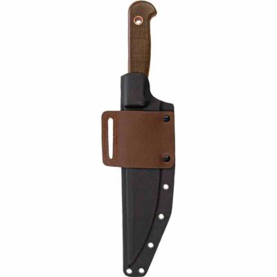 STN002 Station IX The Partisan – Couteau Bushcraft  Lame Acier 1095HC Black Manche Brown Micarta Housse kydex & cuir - Livraison Gratuite