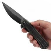 T1024A4 Couteau Tenable Kratos Pliant Drop Point Acier Nitro-V Manche G10 Black&Green Sécurité Liner Lock - Livraison Gratuite 