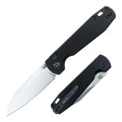 TD014BK Couteau Defcon Tier 1 Sheepfoot Lame Acier Sandvik 14C28N Manche Aluminium Noir Sécurité Button Lock - Livraison Gratuite