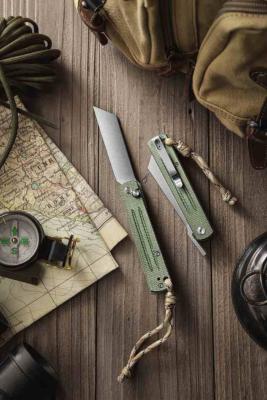 TVTY11GM10 Trivisa Hydra 04G – Couteau Higonokami Lame Acier 10Cr15CoMoV Button Lock Manche Micarta Green – Livraison Gratuite