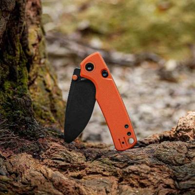 VOSA2628 — Couteau Vosteed Porcupine Lame Acier Sandvik 14C28N Drop Point Stonewash Noir Manche G10 Orange Top Linerlock - Livraison Gratuite