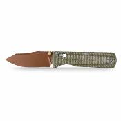 VOSA4111 — Couteau Vosteed Vombat Lame Acier 14C28N Clip Point Copper Dune Manche Micarta Vert Crossbar Lock - Livraison Gratuite