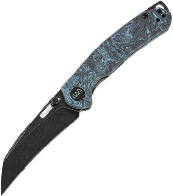 WXC16C WIXCO Wortex Lame Acier 14C28N Black Manche FCarbone Sky Blue Linerlock Thumb Stud - Livraison Gratuite