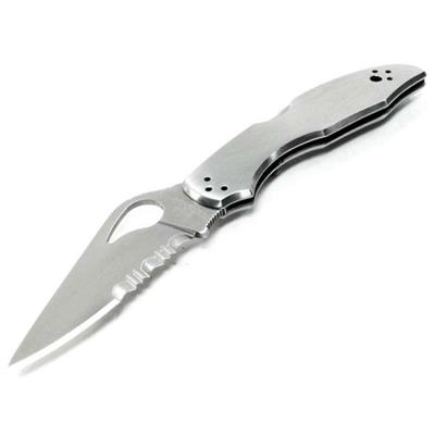 Couteau Spyderco Byrd Meadowlark2 Knife Stainless Handle Serrated Acier 8Cr13Mov BY04PS2