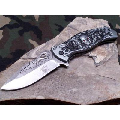 Couteau Dark Side A/O Tête de Mort Lame Acier Inox Manche Aluminium DSA024GY - Free Shipping