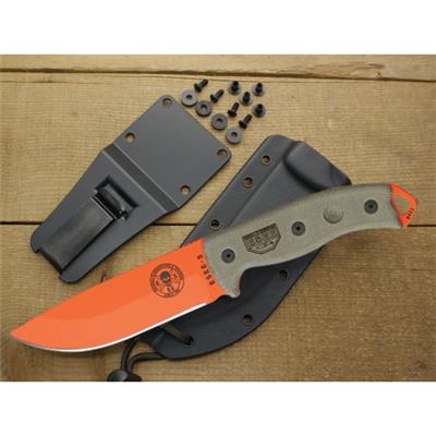 Couteau de Survie ESEE Model 5 Orange Lame Acier Carbone 1095 Manche Micarta Etui Kydex Made In USA ES5POG - Free Shipping