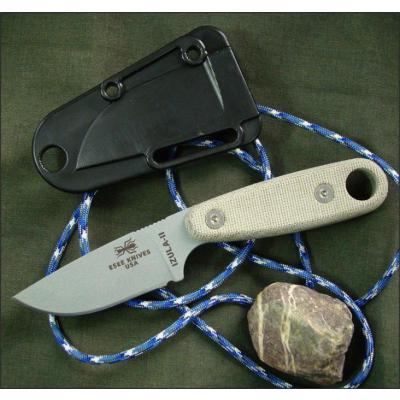 Couteau de Survie Esee Knives Izula II Gray Acier Carbone 1095 Manche Micarta Made In USA ESIZ2SPC - Free Shipping