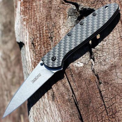 Couteau Kershaw Leek Carbon Fiber Lame Acier CPM 154 Manche Fibre de Carbone Made In USA KS1660CF - Free Shipping