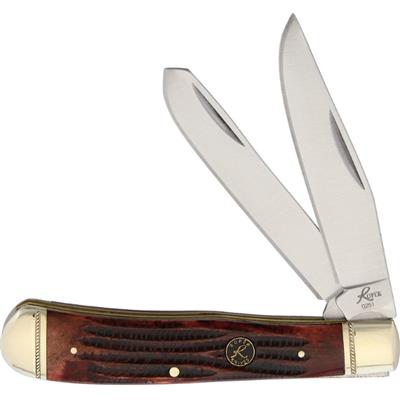 Couteau 2 Lames Roper Knives Tobacco Trapper Acier Carbone 1065 Manche Os RP0002CTB - Free Shipping