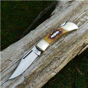 Couteau de Poche Manche Os Cerfé Lame Acier 440 Cran d'Arrêt RR193 - Free Shipping