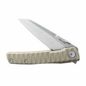 RS7222C Couteau Real Steel Destra Phantom Lame Acier Nitro-V Manche Rainuré Tan G10 | Livraison Gratuite