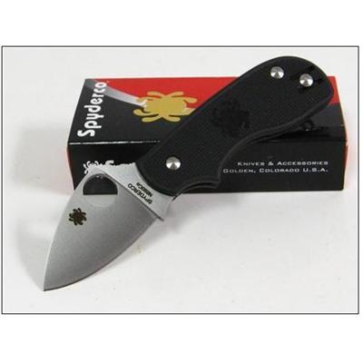 Couteau SPYDERCO SQUEAK Black FRN Plain Folding Knife Acier N690CO Made In Italy SC154PBK - LIVRAISON GRATUITE
