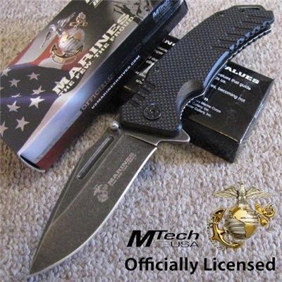 Couteau Marines USMC Guardsman A/O Lame Acier Carbone/Inox Manche G-10 USMA1036BK - Free SHipping