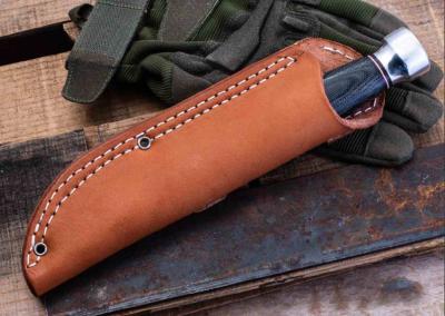 BA99256SL Bark River Gladstone Hunter – Couteau de chasse Lame Acier CPM-154 Drop Point Manche Cuir Etui Cuir USA - Livraison Gratuite