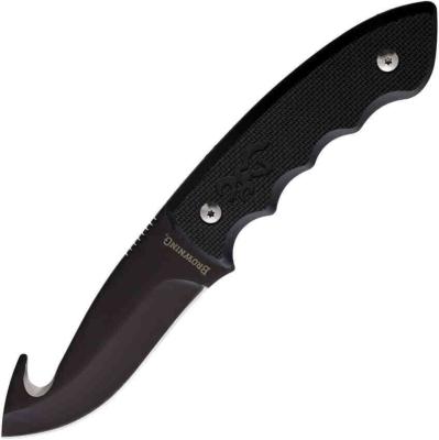 BR0389 Couteau de Chasse Browning Guthook Black Lame Acier Inox Etui Nylon - Livraison Gratuite