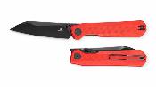 BTKMK20E — Couteau Pliant Bestechman Curvee Liner Lock Lame Acier AEB-L Two-Tone Manche Plaquettes G10 Rouge Front Flipper Thumb Stud Livraison Gratuite