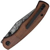 C23065BDS1 CIVIVI Clingman Lame Acier Damas Manche Wood Brown Linerlock - Livraison Gratuite
