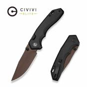 CE250932 — Couteau Civivi Elite Brova Top Liner Lock Lame Acier CPM S35VN Marron Foncé Manche Aluminium Noir Livraison Gratuite