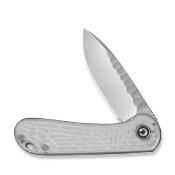 CIVC18062AM1 — Couteau CIVIVI Elementum Lame Acier Nitro-V Drop Point Satinée Rock-Grind Manche Lexan Transparent Poli Flipper Liner Lock - Livraison Gratuite