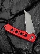 CIVC240672  Couteau CIVIVI Pragma Prime Wharncliffe Lame Acier Sandvik 14C28N Manche Aluminium Red Button Lock - Livraison Gratuite