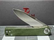 DTK3896MGR Dreamtech - Couteau de poche Lame Drop Point Acier D2 Manche Micarta Vert Linerlock - Livraison Gratuite