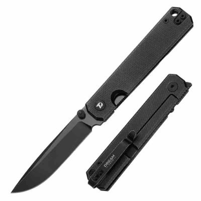 DTK4193TB Couteau Dreamtech Framelock Ti Black | Lame Acier D2 Black | Manche Titane Sculpté Noir | Thumb Stud - Livraison Gratuite