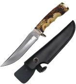 ER027 Poignard De Chasse Elk Ridge Lame Acier 3Cr13 Etui Cuir - Livraison Gratuite 