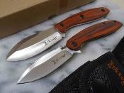 ERSET111BN Couteau Elk Ridge Combo | Lame Acier Inox Satin | Manche Bois Lame Fixe et Linerlock Housse nylon - Livraison Gratuite 