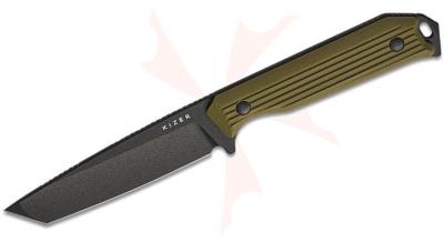 KI1045MT2 Kizer Begleiter Tanto – Couteau Fixe EDC | Lame AEB-L Black Coating | Manche G10 Vert | Étui Kydex - Livraison Gratuite