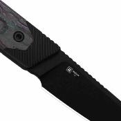 KI1123A1 Kizer Hallow | Couteau Lame Reverse Tanto Acier CPM-10V Black Manche Black Alu/Jazzy Camocarbon Inlays Housse Kydex - Livraison Gratuite