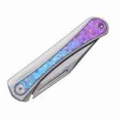 KI3732A1 Couteau Pliant Kizer Melody Lame Acier Damas (HRC 60-62) Manche Aluminium et Titane Cristallisé Slip Joint - Livraison Gratuite