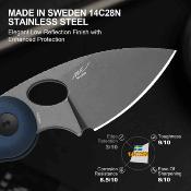 KIV2742A1 Kizer Microbe – Couteau Lame Acier 14C28N Drop Point Manche Aluminum Blue Button Liner Lock Clip – Livraison Gratuite