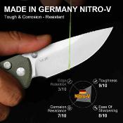 KIV34902BA1 Kizer T1 BD Button Lock – Couteau pliant lame Acier Nitro-V satin manche Micarta olive, clip deep carry réversible – Livraison Gratuite