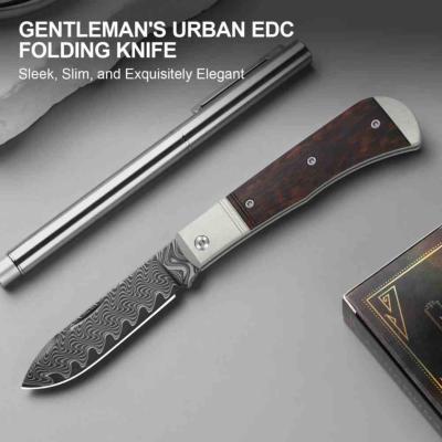 KIV3760A3 Kizer Trestle D – Couteau Lame Acier Damas Drop Point Manche Aluminium/Leopardwood Slipjoint Nail Nick – Livraison Gratuite