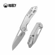 KUB291E1 — Couteau Kubey Vagrant Lame Acier 14C28N Sheepsfoot Beadblast Manche Polycarbonate Translucide Liner Locking Flipper - Livraison Gratuite