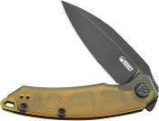 KUB333H — Couteau Kubey Leaf Linerlock Acier AUS-10A 58-60 HRC Black Stonewash Spear-Point Manche Ultem EDC Livraison Gratuite