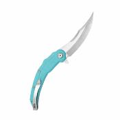 KUB346B Couteau Kubey Wave Crest – Couteau Pliant Pikal | Lame Satin Acier 14C28N | Manche G10 Tiffany Blue Roulements Billes - Livraison Gratuite