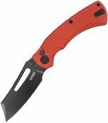 KUB378A Kubey Dheo KU378C – Couteau Pliant EDC Button Lock | Lame Wharncliffe 14C28N Blackwash | Manche G10 Rouge - Livraison Gratuite