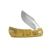 KUB397C Couteau Kubey Gurkha Drop Point Lame Acier 14C28N Manche Ultem Yellow Liner Lock - Livraison Gratuite