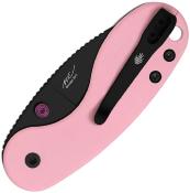 KV2742DSJA1  — Couteau Kizer Microbe AirTi Lame Acier 14C28N PVD Noir Drop Point Manche Aluminium Rose Ultrex G10 Slipjoint Clip Livraison Gratuite