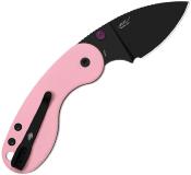 KV2742DSJA1  — Couteau Kizer Microbe AirTi Lame Acier 14C28N PVD Noir Drop Point Manche Aluminium Rose Ultrex G10 Slipjoint Clip Livraison Gratuite