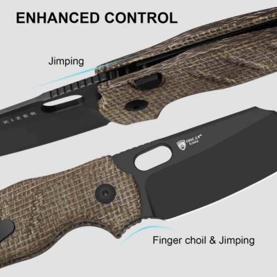 Ki348829BSA2 Kizer C01C 2.9 BS – Couteau Lame Acier Elmax Black Sheepsfoot Manche Norplex Brown Button Lock – Livraison Gratuite