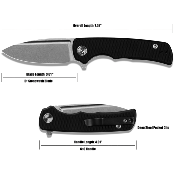 MGR810WBK — Couteau Miguron Knives Talism Lame Acier D2 Drop Point Stonewash Manche G10 Noir Flipper - Livraison Gratuite