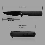 MGR811BK Miguron Knives Perism - Couteau Lame Drop Point Acier D2 Manche G10 Black Liner Lock - Livraison Gratuite